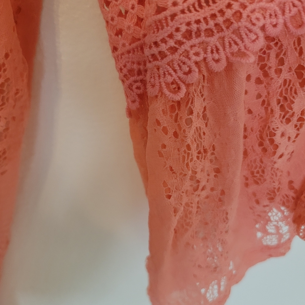 One World Coral Lace Boho Top Sz 2X - Picture 10 of 10